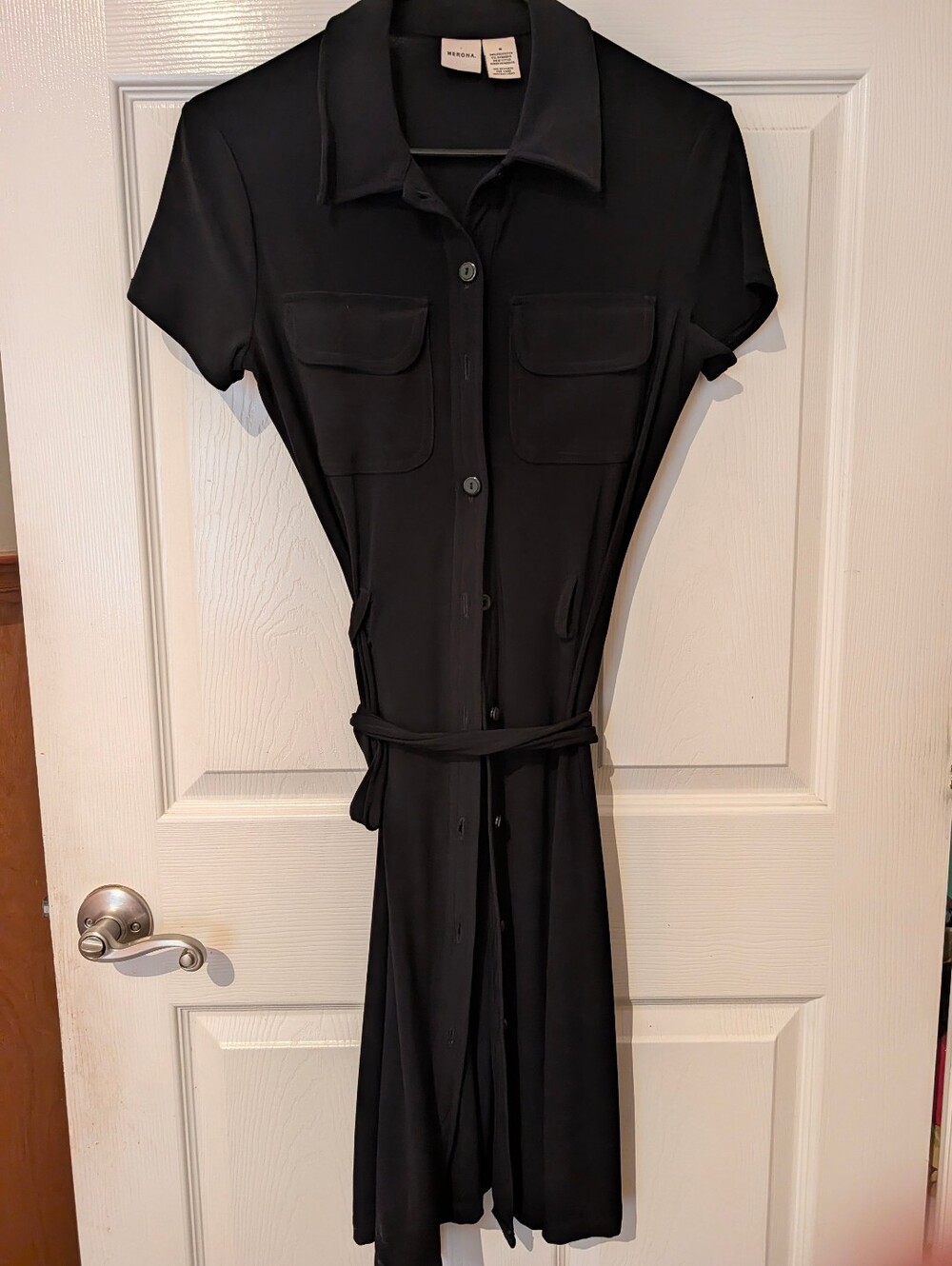 Merona Black Shirt Midi Dress with Tie Belt